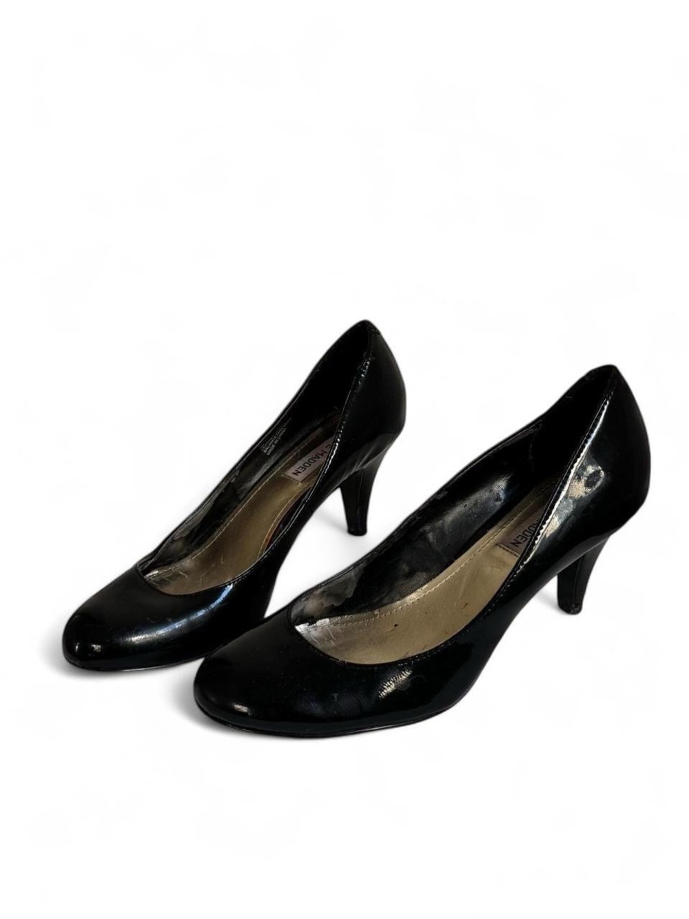 Steve Madden Black Patent Round Toe Pumps